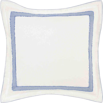 Euro Sham, Soft Faux Linen Ramie Cotton Decorative Pillow Cover with Border Detail, 26x26, Room Decor (Mila Blue)