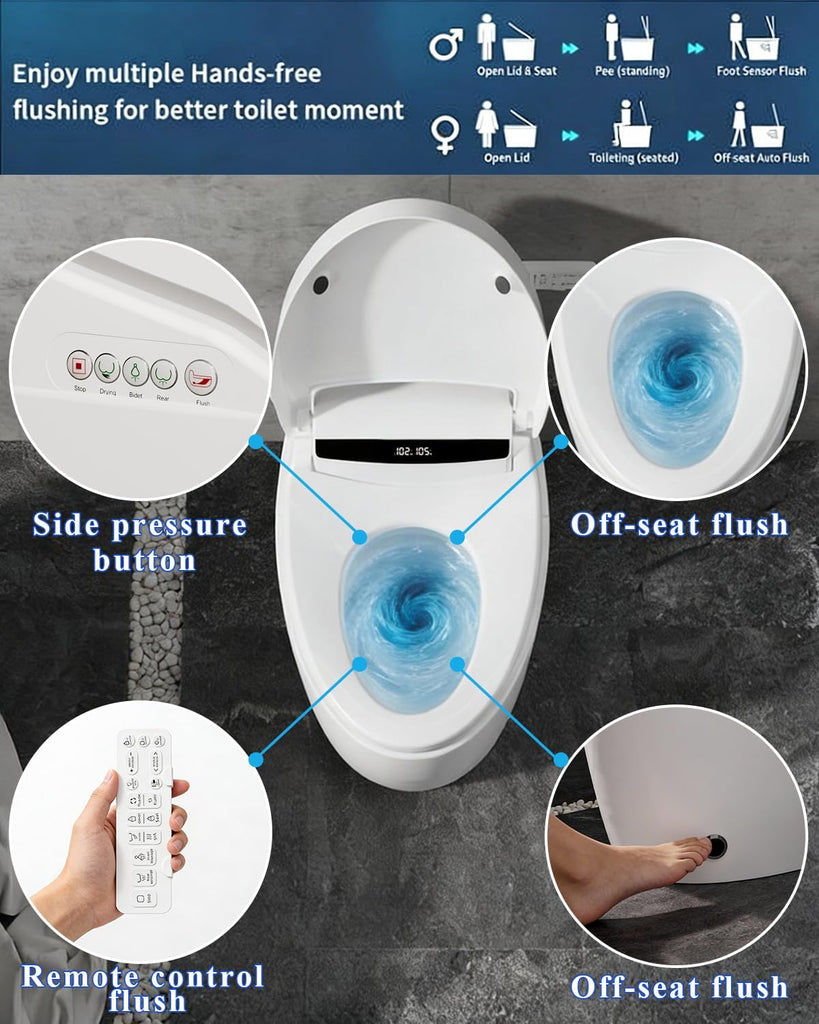 Smart Toilet with Bidet Built-in, Auto Open/Close Lid