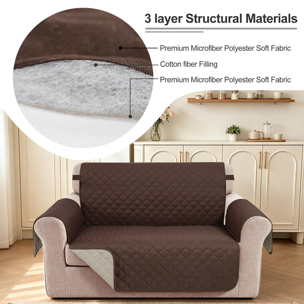 Loveseat Couch Cover for Dogs, Chocolate/Beige