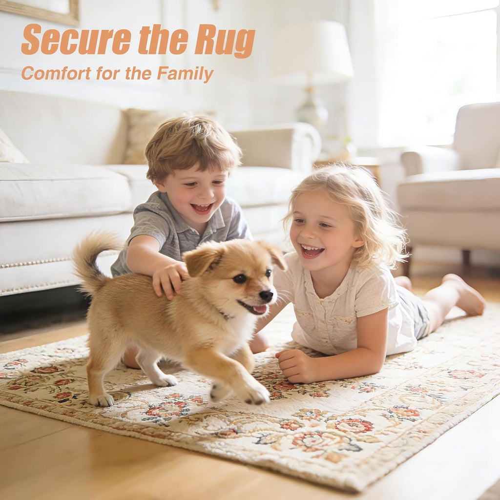 Non-Slip Rug Pad 6' x 9' - Felt & Rubber Underlay in Dark Gray, Waterproof & Grippy for Hardwood, Tile, Laminate - Set of 54