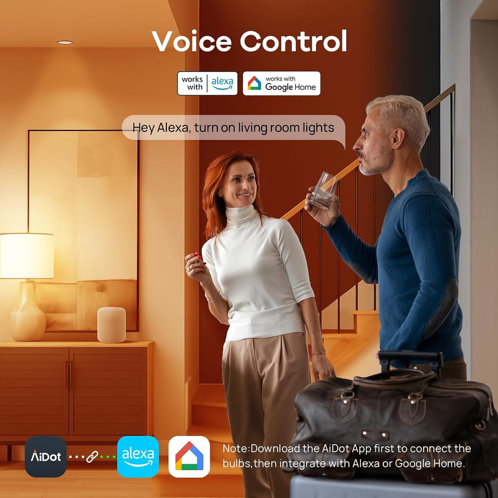 Smart Light Bulb,1200 Lumens BR30 Smart Flood Light Bulbs Work with App, Alexa, Google Home, RGBTW Color