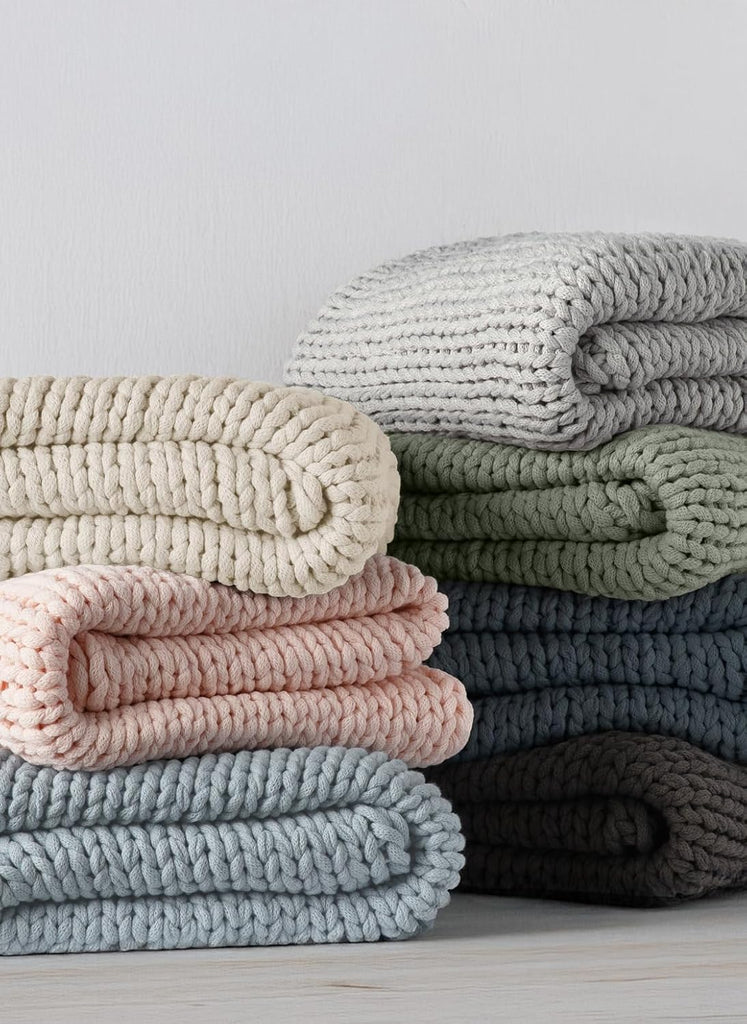Beddings Oversized Chunky Knit Throw Blanket-100% Ultra-Soft Acrylic Hypoallergenic - 47'' x 59'' Cozy Home Accent