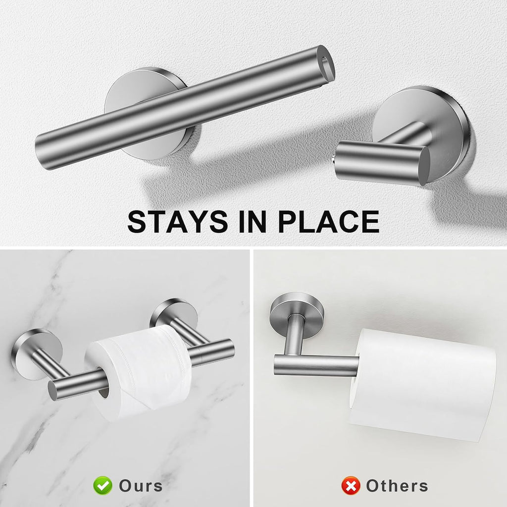 5-Pieces Brushed Nickel Bathroom Hardware Accessories Set 23.6inch SUS304 Stainless Steel Towel Bar Set Double Post