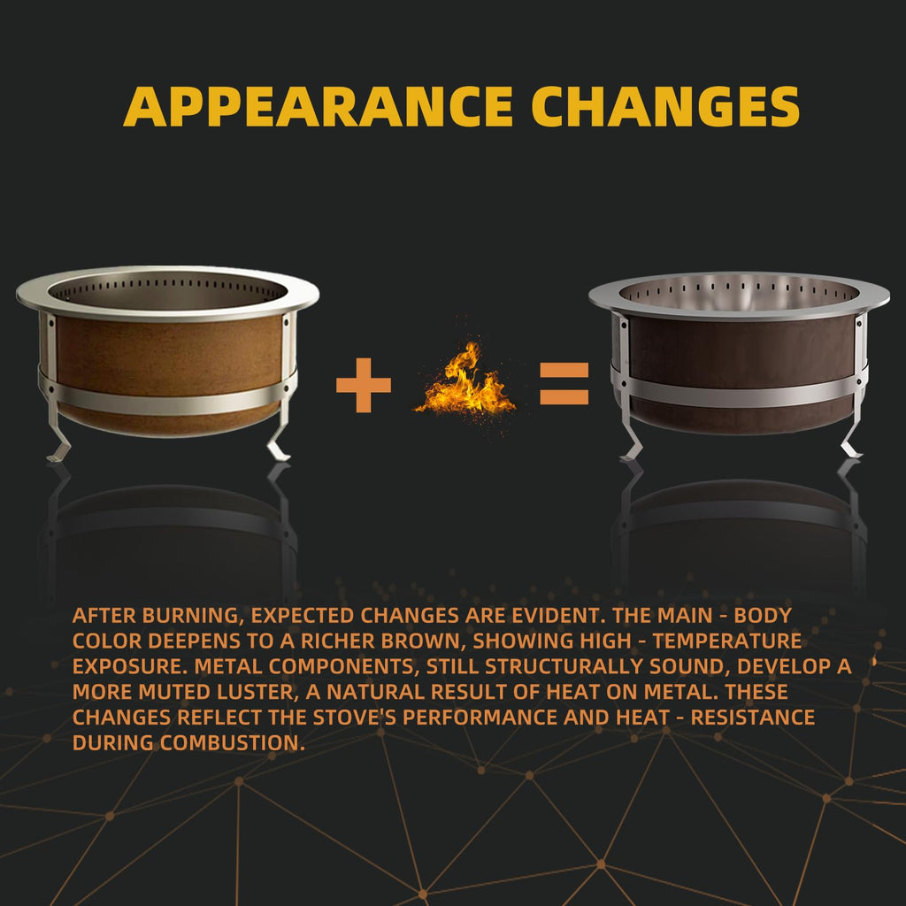 27 Inch Smokeless Wood-Burning Fire Pit, Aged Rust-Look Finish