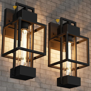 2 Pack Dusk to Dawn Outdoor Exterior Lighting Fixtures Wall Mount, 15'' Dimmable Porch Lights for Outside, Waterproof