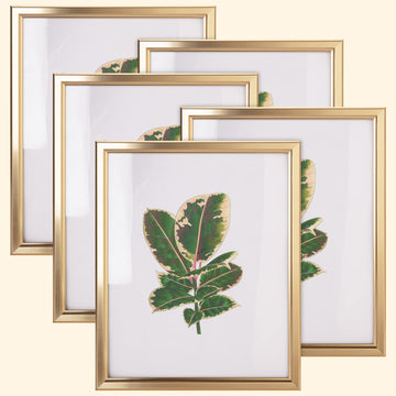 8x10 Picture Frame - Set of 5, Matte Gold 8 x 10 Photo Frame with High-Definition Glass, Modern 8x10 frame for