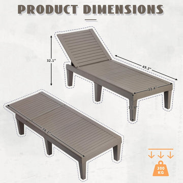 Outdoor Chaise Lounge Chairs Set (Grey, 2pcs)