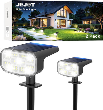 Solar Spot Lights Outdoor Waterproof,2 Pack,2 Lighting Modes Solar Spotlights, Solar Lights for Yard Garden Lawn