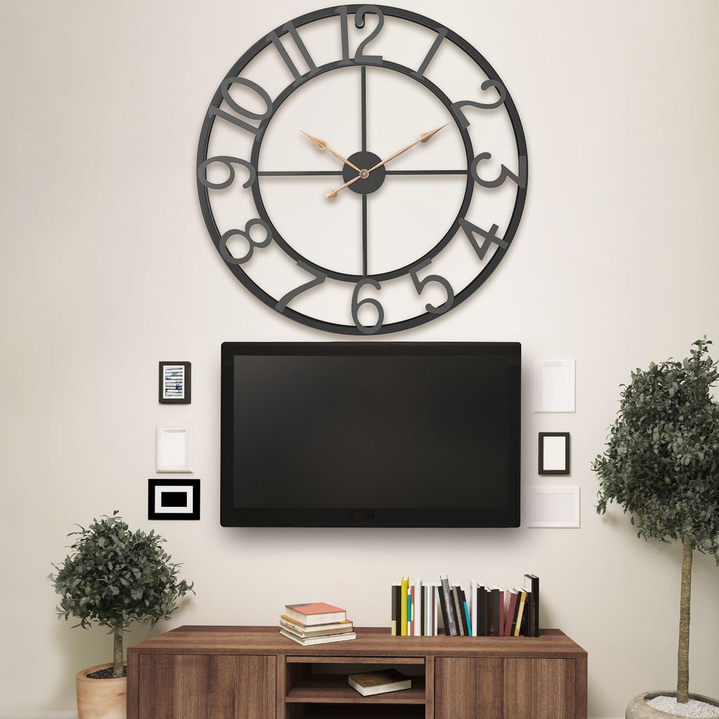 36 Inch Black Metal Arabic Numeral Extra Large Giant Wall Clock