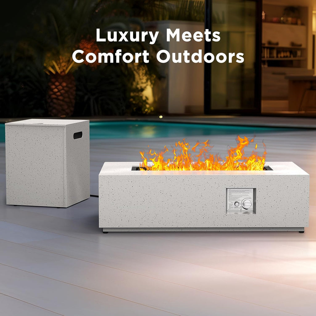43Inch Propane Fire Pit, 50000 BTU Outdoor Gas Fire Pit Table with CSA Certification, Glass Rocks, Rectangular Heater for Patio, Backyard, Deck - Image 2