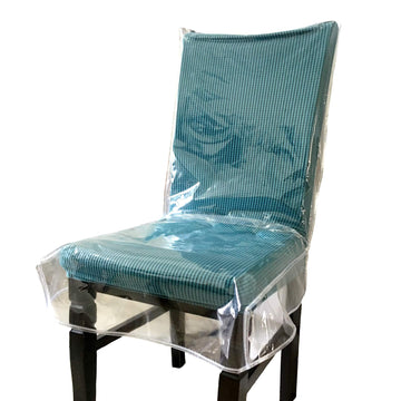Plastic Dining Chair Covers with Backrests, PVC Clear Chair Seat Cover, Waterproof Kitchen Protector Chair Slipcover