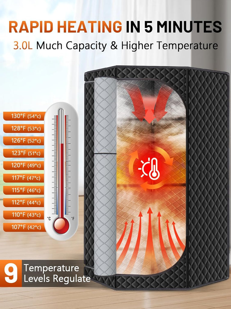 Portable Steam Sauna for Home, Portable Sauna Box Full Body for Home with 9 Adjustable Heat Levels