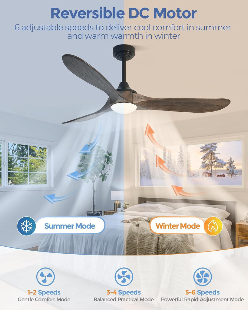 60 inch Outdoor Ceiling Fans with Lights,Smart Wood Ceiling Fan for Alexa,Google & APP Control,Indoor/Outdoor