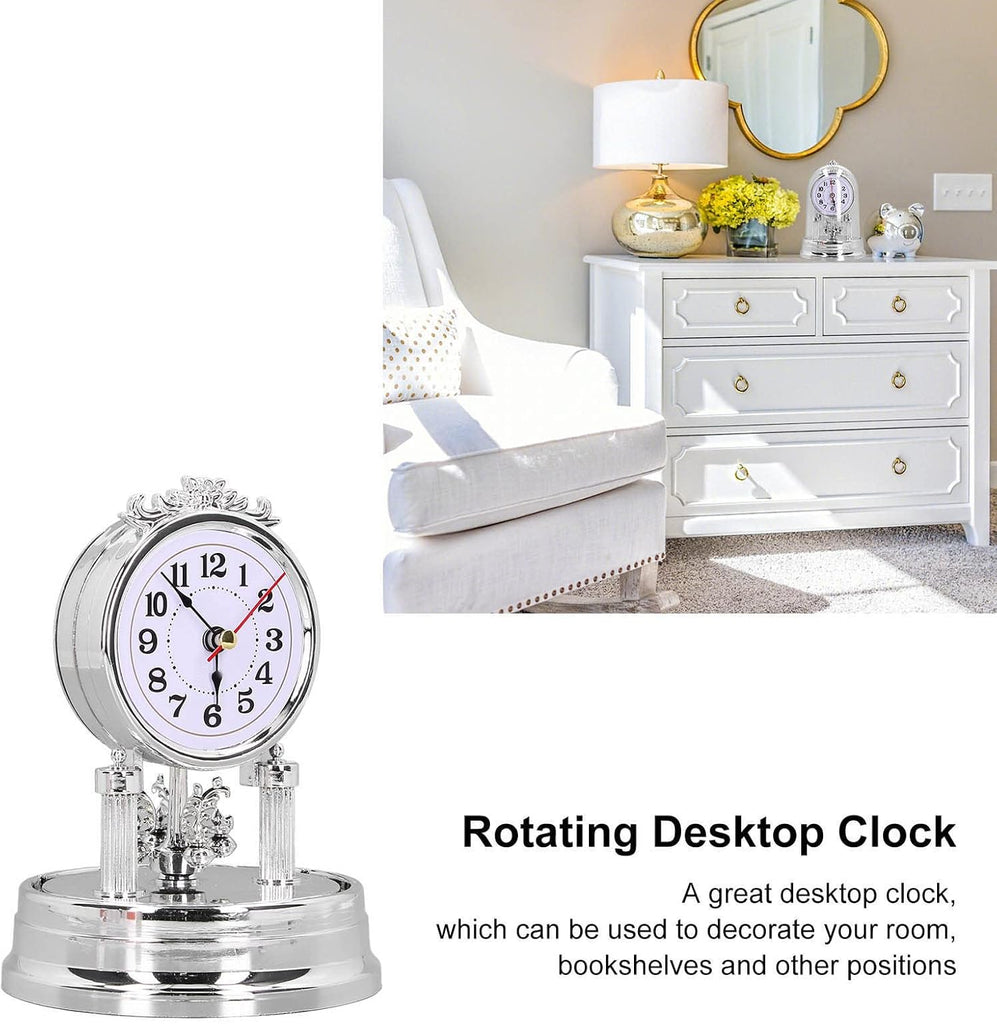Vintage Table Clock, Anniversary Clocks with Glass Dome European Vintage Style Desk Clock Silent Table Clock Decorative Table Clock for...