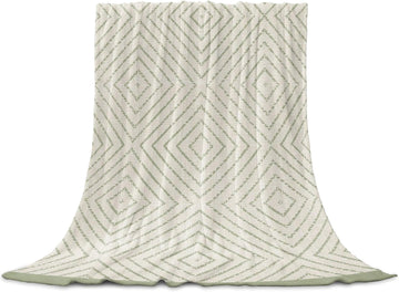 Country Line Throw Blanket Rustic Boho Traditional Sage Borders Flannel Cozy Soft Warm Fleece Blankets, 30 x 40 inch