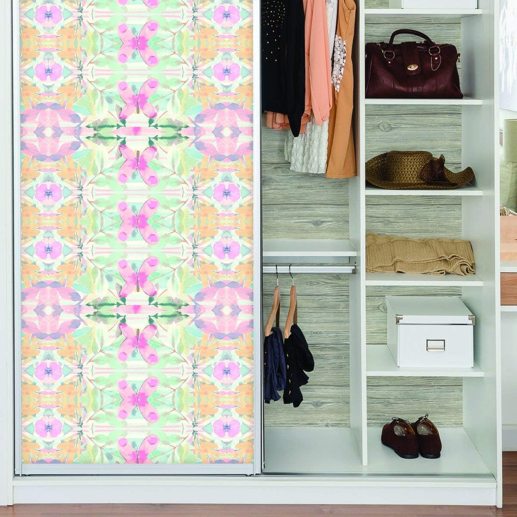 RMK10853WP Pink Synchronized Geometric Peel and Stick Wallpaper 20.5" x 16.5 feet, White