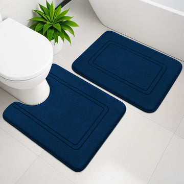 Memory Foam Bath Mat Set, Bathroom Rugs Sets 2 Pieces, Non Slip Bath Mats , Super Soft and Water Absorbent Bath Rug