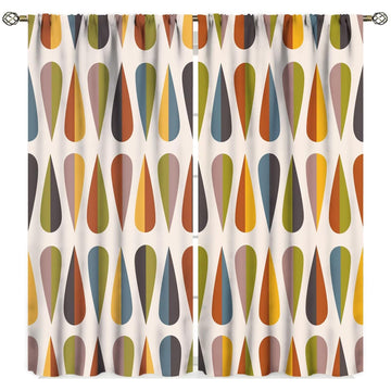 Mid Century Curtains Modern Colorful Abstract Geometric Drop Shapes Window Drapes Retro Bedroom Decor Art Printed