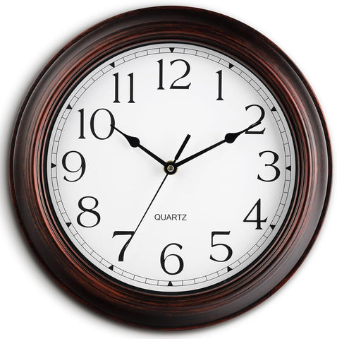 14 Inch Wall Clocks Battery Operated Silent Non-Ticking Wall Clock Vintage Retro Rustic Style Decorative for Living