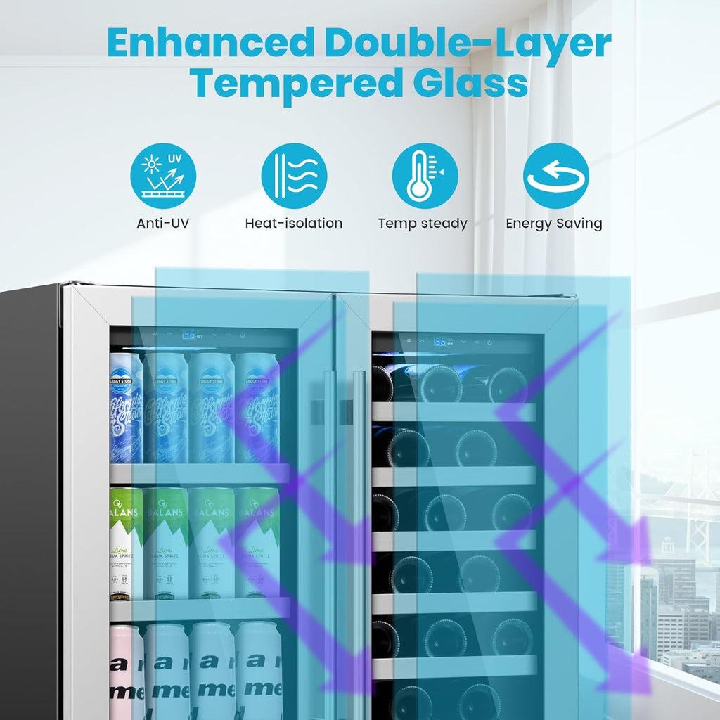 30 Inch Wine and Beverage Refrigerator, Beverage Fridge Cooler Under Counter