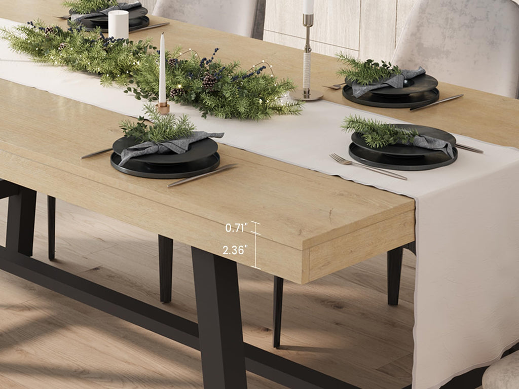 Industrial Dining Table for 4-6 People, 63" Long Large Kitchen Table with Sturdy Metal Frame, Rectangular Counter for