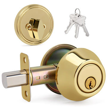 Round Design Single Cylinder Deadbolt with Keys, Exterior Keyed Dead Bolt Lock for Front Entrance Door Security