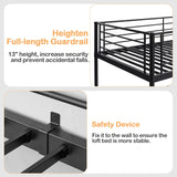 Metal Loft Bed Twin with Desk, Heavy Duty Bedframe with Removable Ladder and Safety Guardrail, Space-Saving
