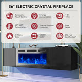 70" Floating TV Stand with 36" Electric Fireplace, Wall Mounted Fireplace Entertainment Center with Storage, Fire Place TV Console for Living Room, All Black A132-B0DGPZM33B