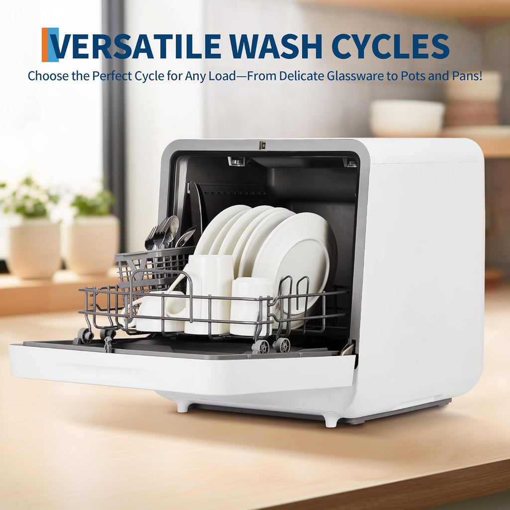 Portable Countertop Dishwasher with Large Capacity - No Installation Needed