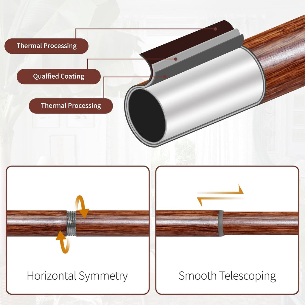 1" Single Curtain Rod, Weathered White, Fits 28-48"