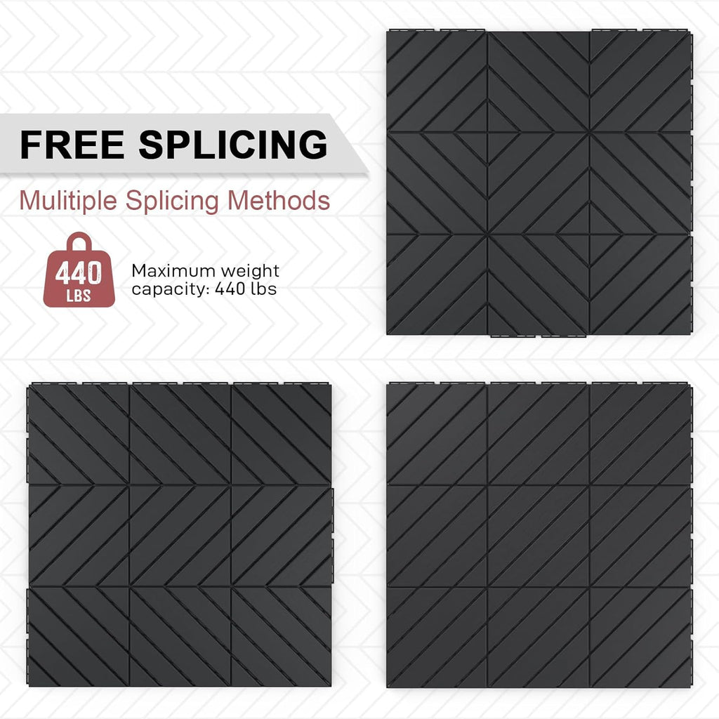 9 Pack Interlocking Deck Tiles, 12"x12" Patio Pavers, Heavy Duty Plastic Outdoor Flooring with Drainage, Waterproof