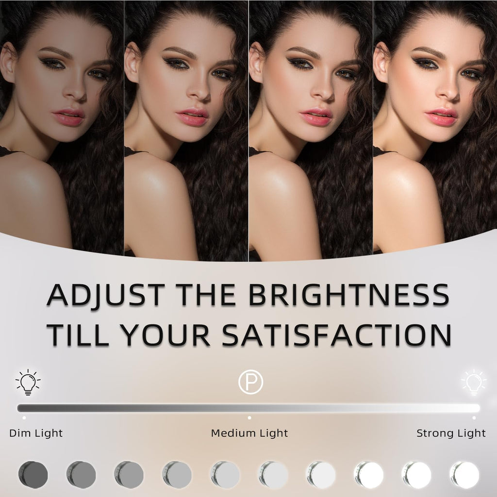 Vanity Mirror with Lights, 19''x12'' Makeup Hollywood Mirror for Desk with 12 Bulbs Light Smart Touch Control 3 Colors