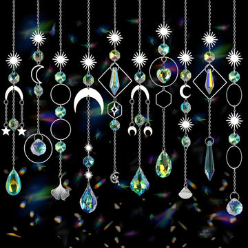 Crystal Suncatcher, 10 Pcs Colorful Sun Catchers Indoor Window Hanging - Crystals Ornaments for Home Outdoor Garden