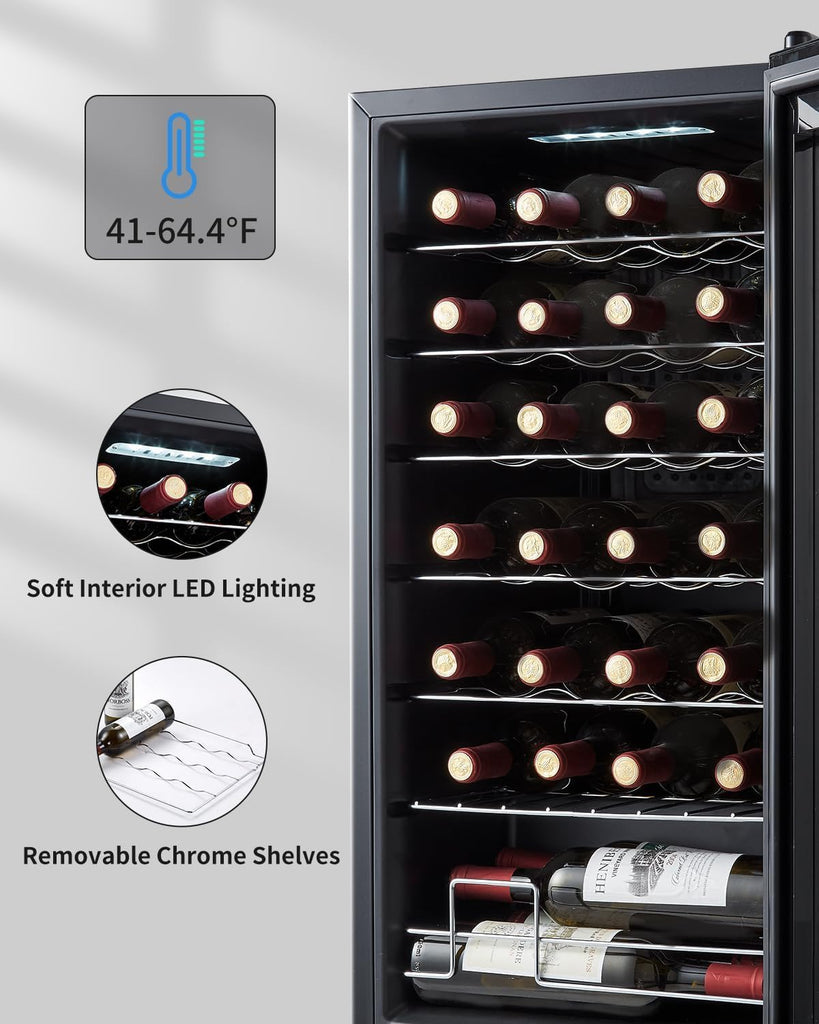 COOLER 28 Bottle Compressor Wine Cooler for Home and Kitchen, Freestanding Mini 