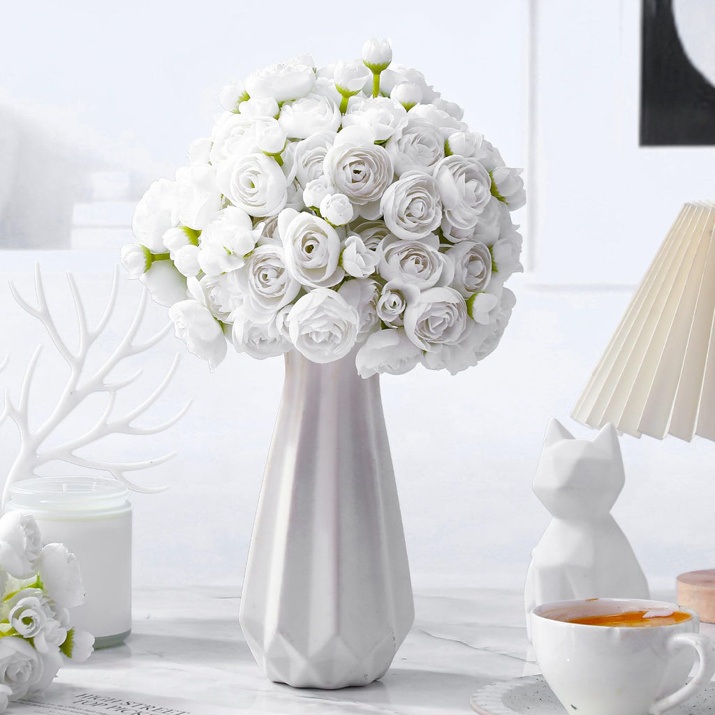 48 Pcs Ranunculus Artificial Flower, White