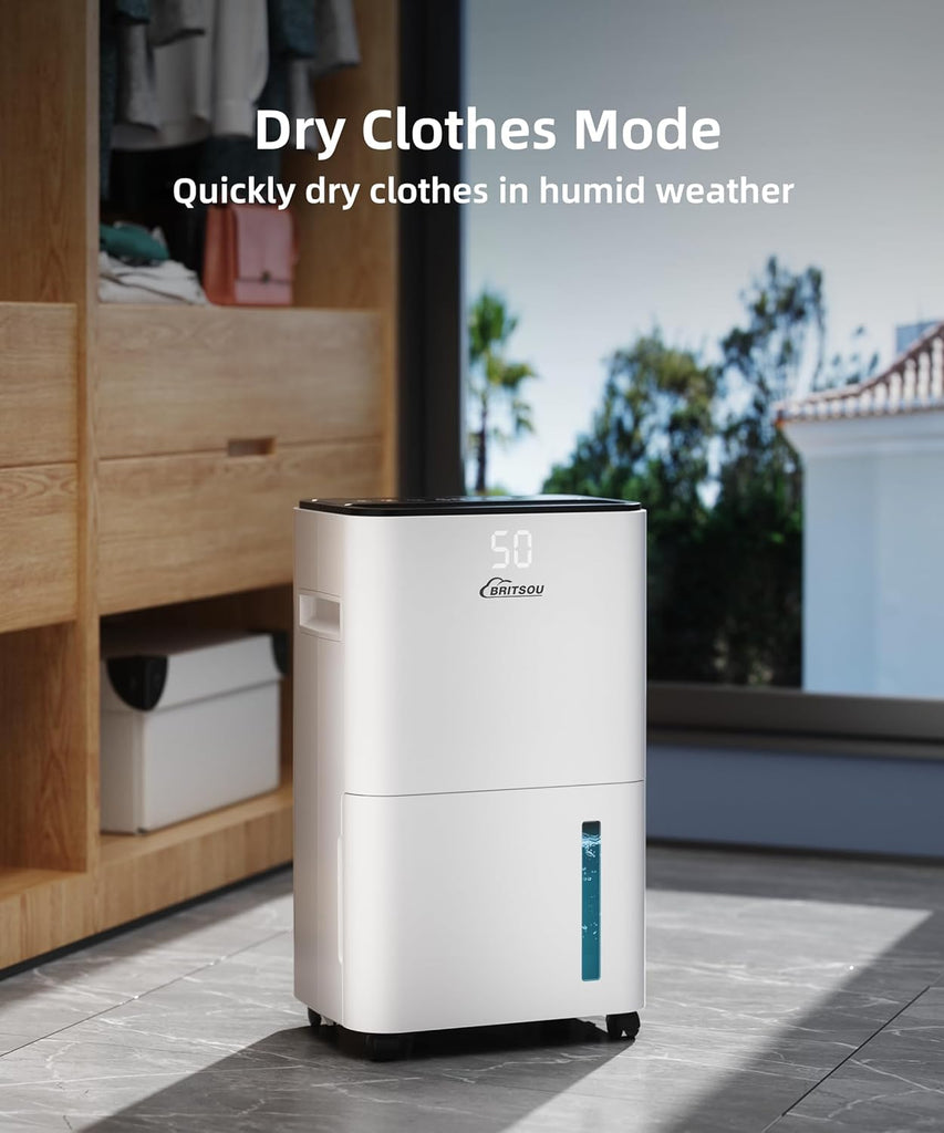 34 Pint Dehumidifier for Basement with Drain Hose & 0.66 Gallon Water Tank, Manual & Auto Drainage