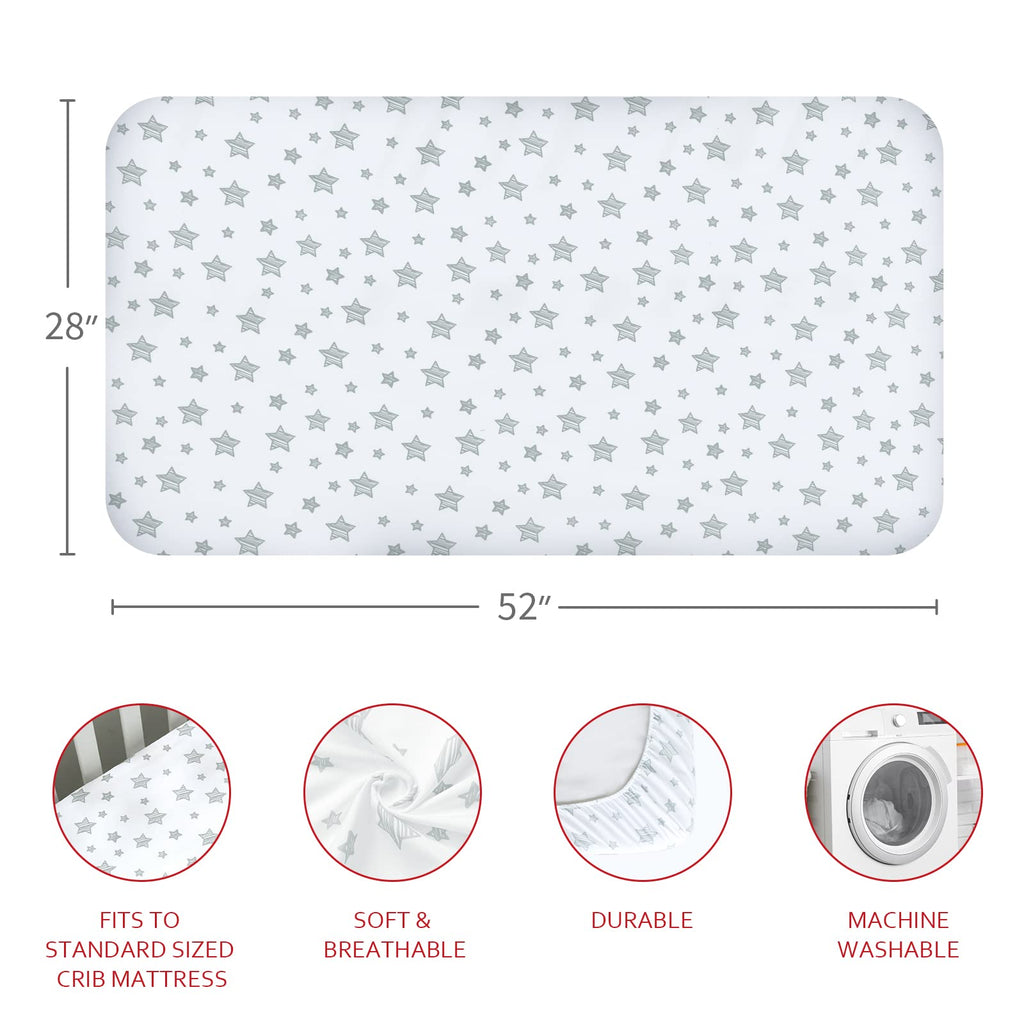 Crib Sheets for Boys or Girls 4 Pack, Fitted Crib Sheet