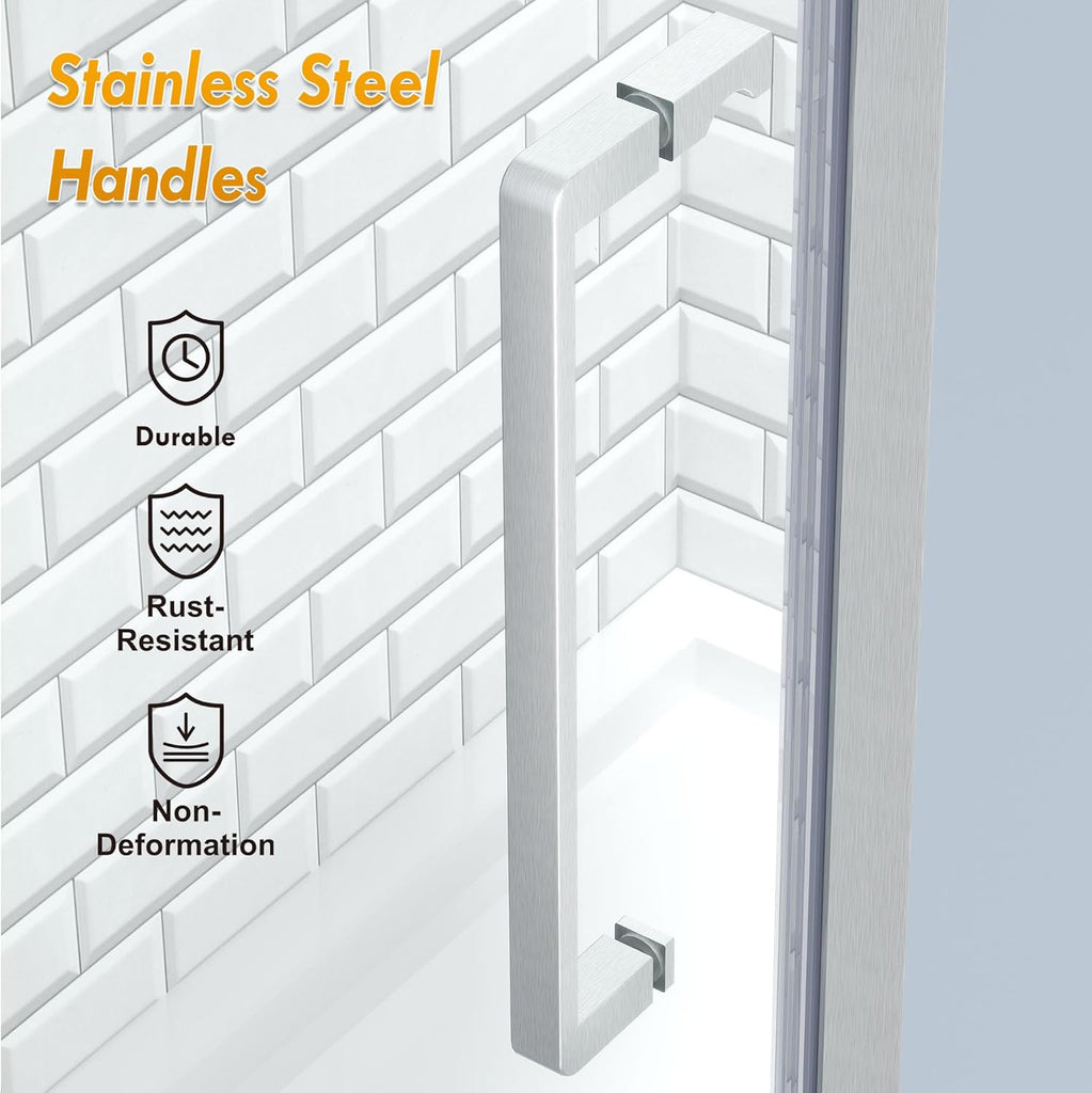 Frameless Pivot Shower Door 30.8-32" W X 72" H, 1/4" (6mm) Clear SGCC Tempered Glass, Hinged Pivot Swing Shower Door