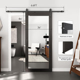 36in x 84in Mirror Barn Door with 6.6FT Sliding Door Hardware Kit Included, 1 Lites Full Length, Sol