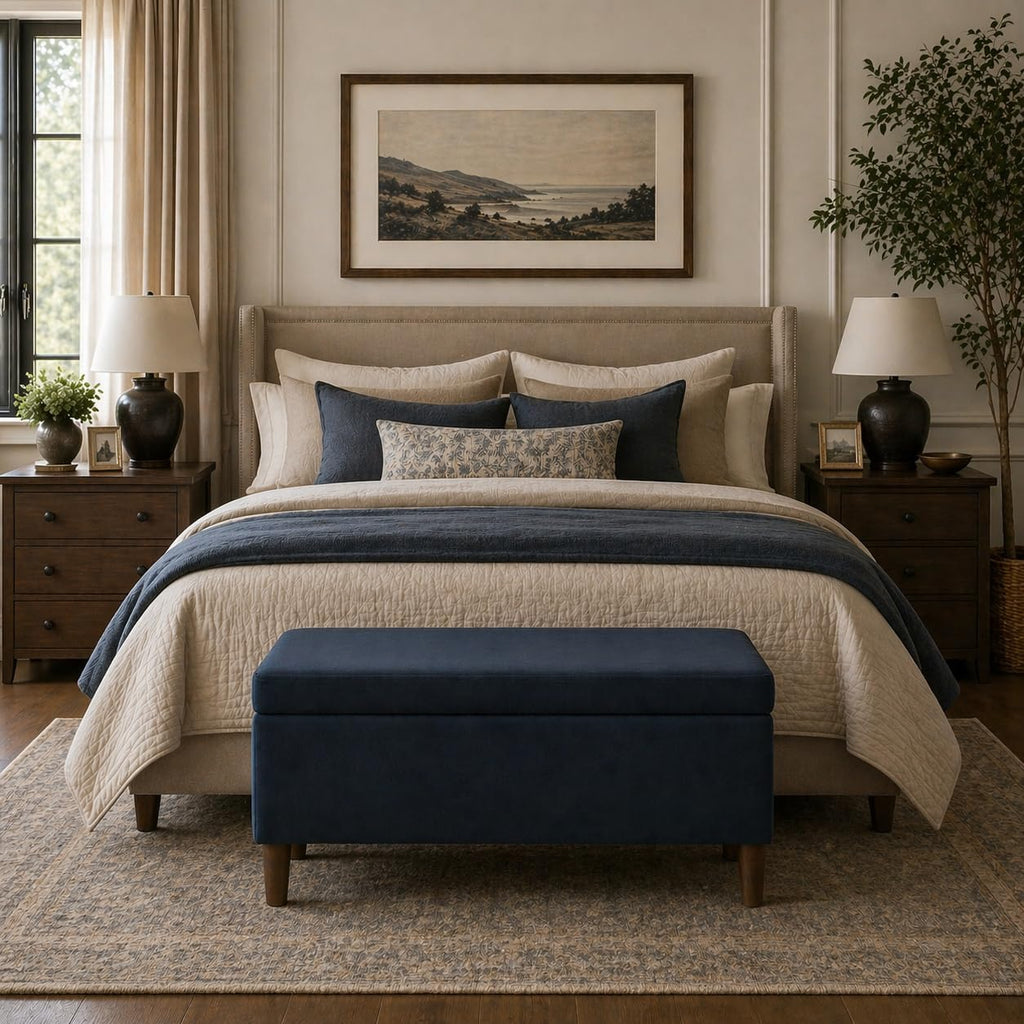 Malmo 36" Storage Bench - Blue Velvet