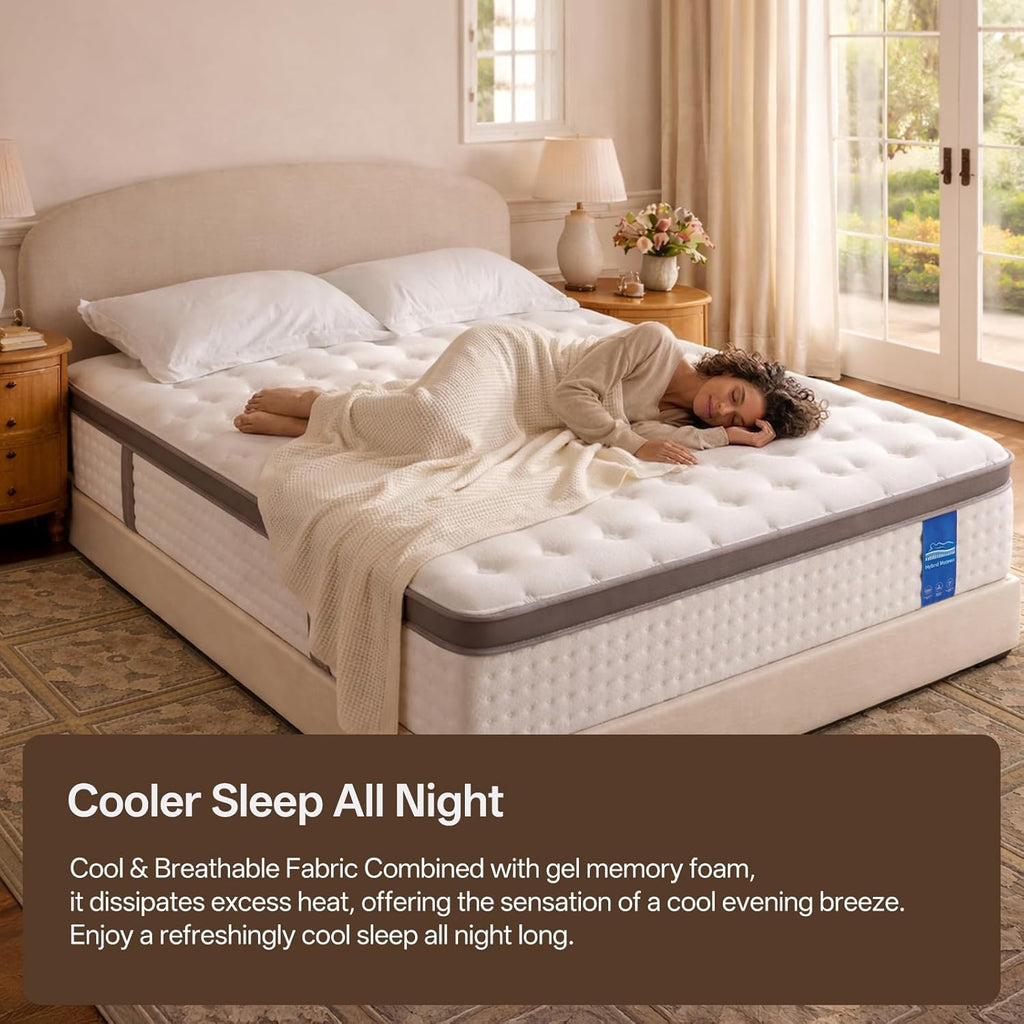 12 Inch Queen Mattress - Hybrid Mattress in a Box, Memory Foam Mattress with Pocket Springs, Medium Firm, Pressure