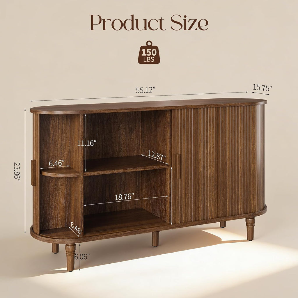 Sideboard Buffet Cabinet with Storage - Accent Kitchen Credenza Console Table with Sliding Door & Adjustable Shelf