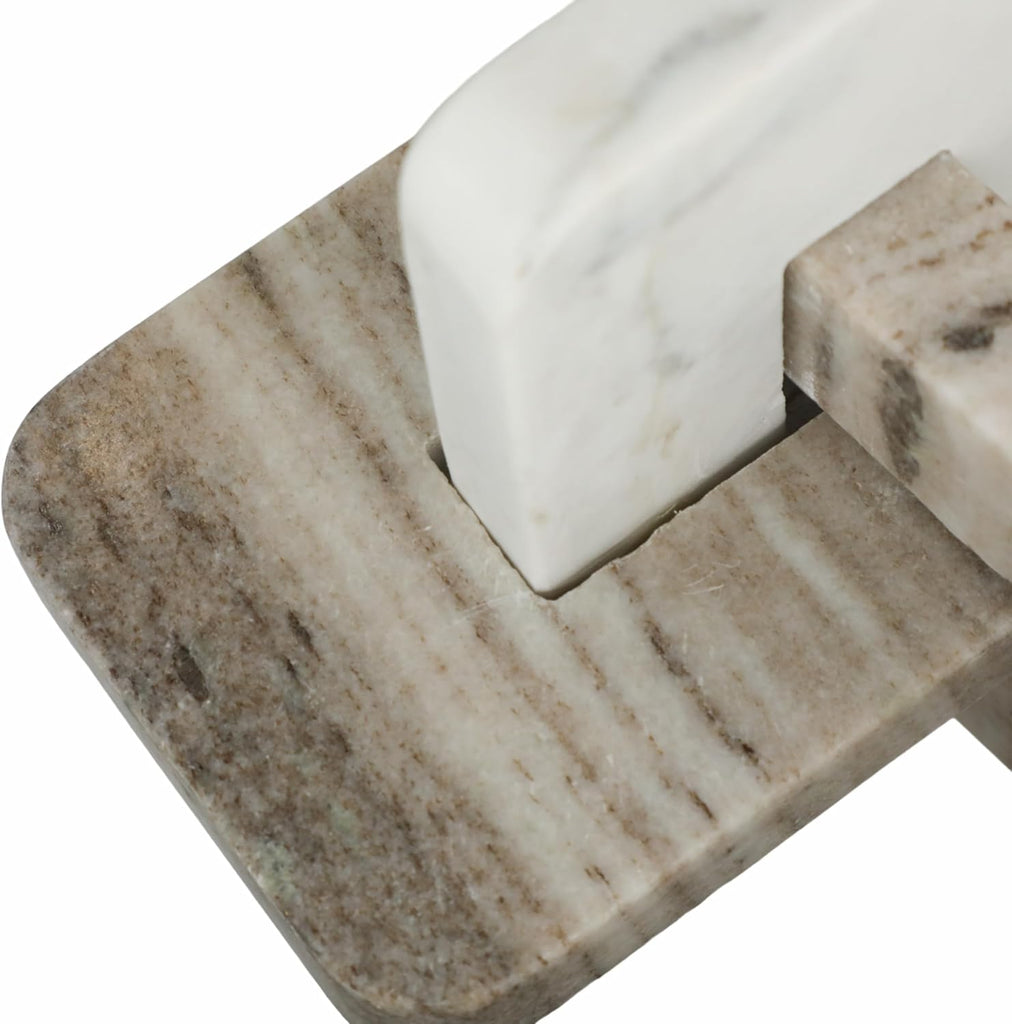 Interlocking Sculpture Decor - Marble Decorative Figurine , Console, or Shelf Accents - Stone Ornament for Coffee