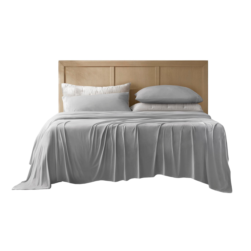 Cooling Stretch Jersey Bed Sheets - Queen Size, Grey - Cool-Touch Nylon Blend, Moisture-Wicking & Breathable for Hot