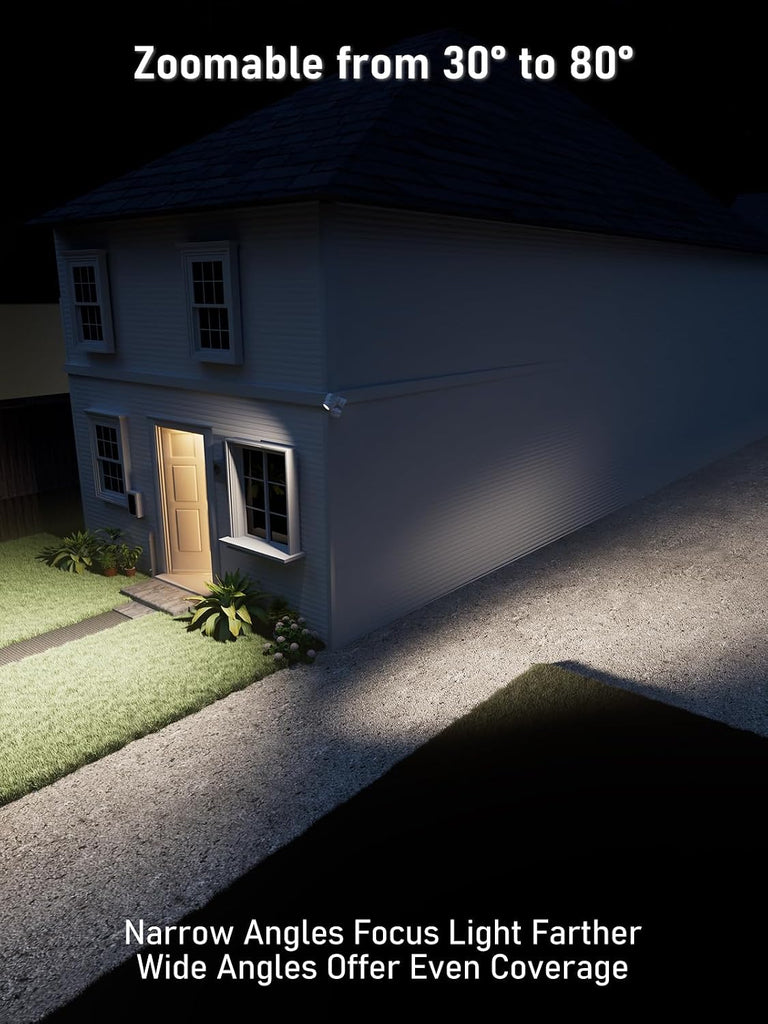25W LED Security Light Outdoor Motion Sensor 5000K White | 30°-80° Beam Angle Adjustable Motion Flood Lights for