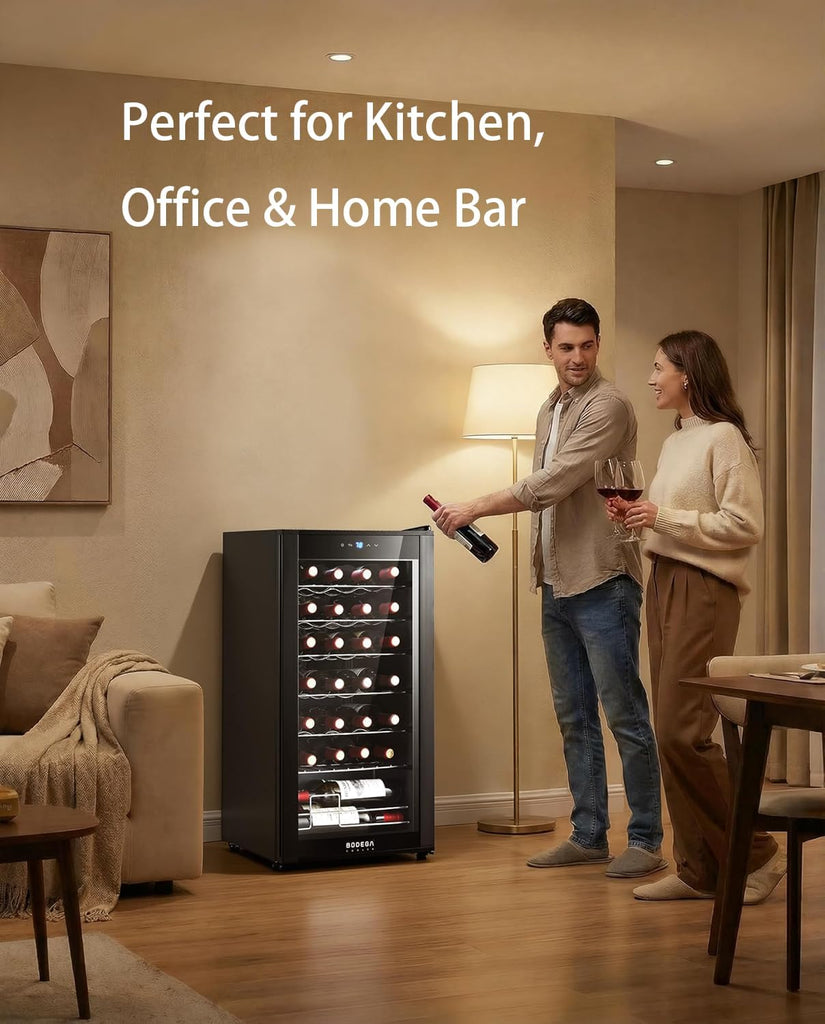 COOLER 28 Bottle Compressor Wine Cooler for Home and Kitchen, Freestanding Mini 