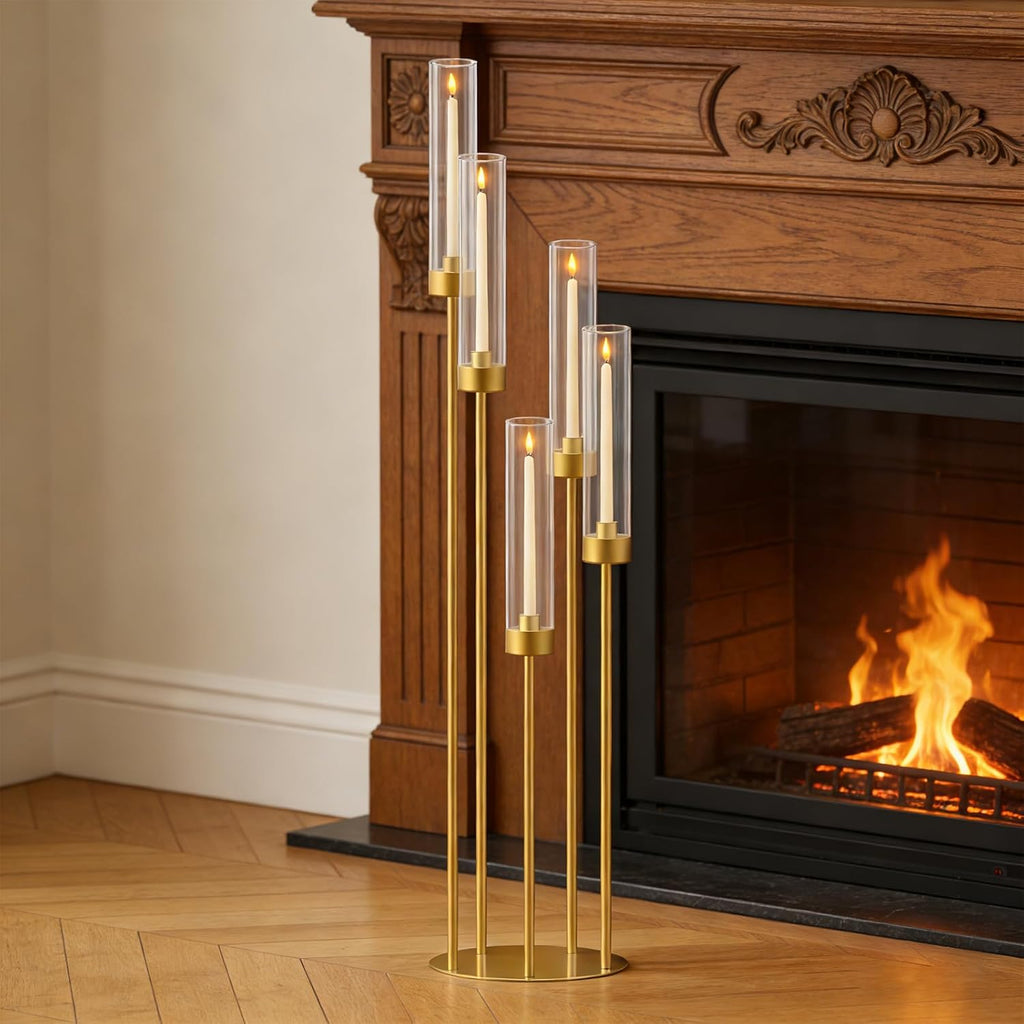 42.5in Gold Candle Holders for Table Centerpiece Candelabra Candlestick Holders Decor Wedding Centerpiece Table