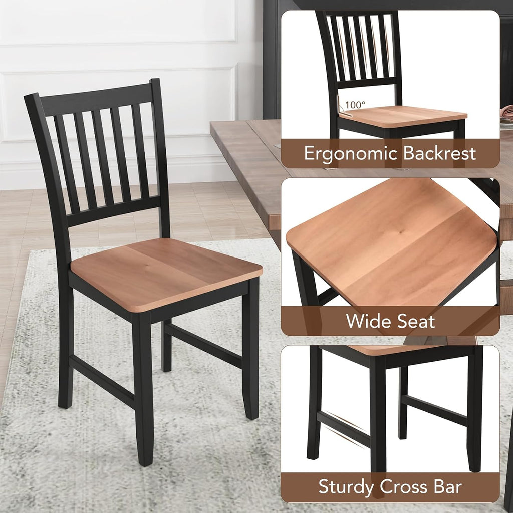 Dining Chairs Set of 4, Mid Century Modern Dining Room Chairs with Solid Rubber Wood Legs and Curved Backrest