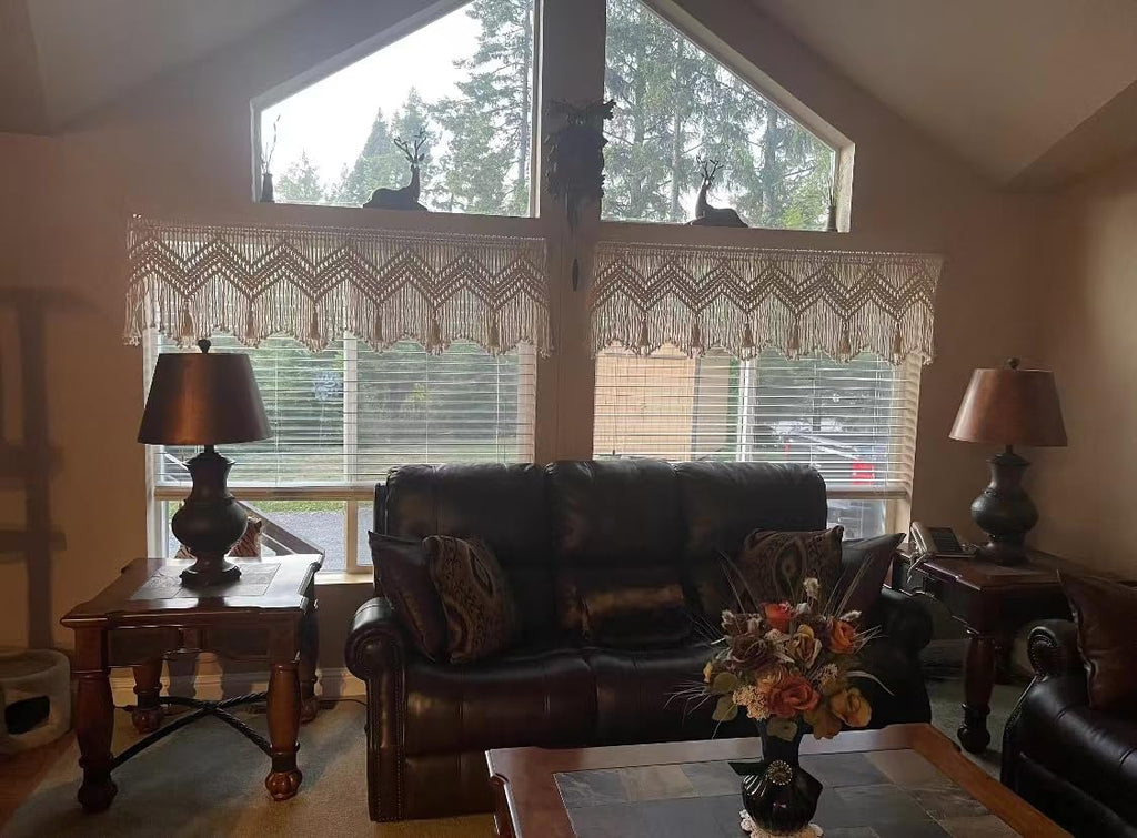 Macrame Valances for Windows, Boho Kitchen Macrame Curtains