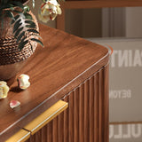 67" Fluted Walnut Buffet Cabinet Sideboard with Storage, Large Credenza with 6 Doors